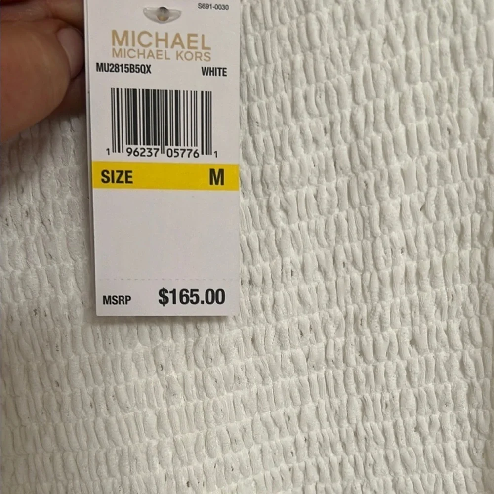 MICHAEL Michael Kors White Eyelet Lace Smocked Sleeveless Maxi Dress M